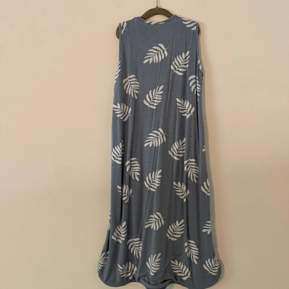 gunamuna Bamboo Leaf Print Sleep Bag Sack Blue White 0.5 TOG Unisex 18-24 M